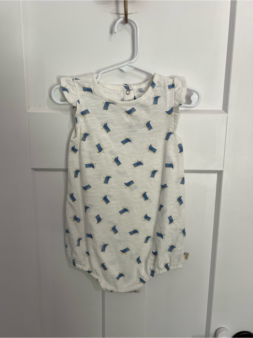 Sammy + Nat White Baby Romper with Beach Chair Print